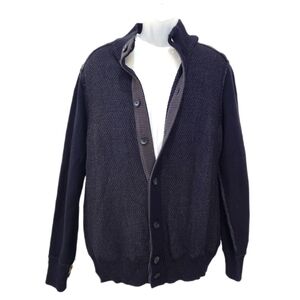 VINTAGE PRONTO UOMO 100% Cotton Black/Gray Cardigan, Mens Medium  ( listing as)